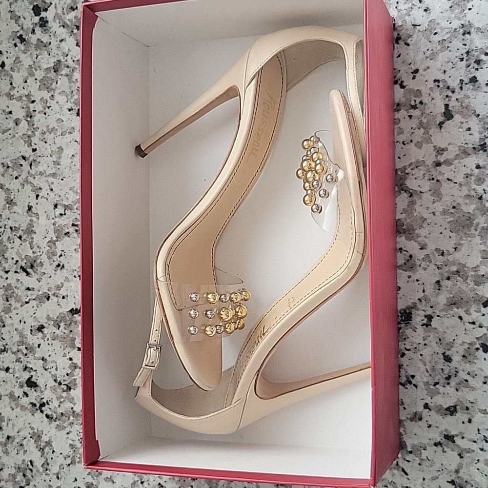 Jerome C. Rousseau heels with clear strap and studded accents  EU 38.5